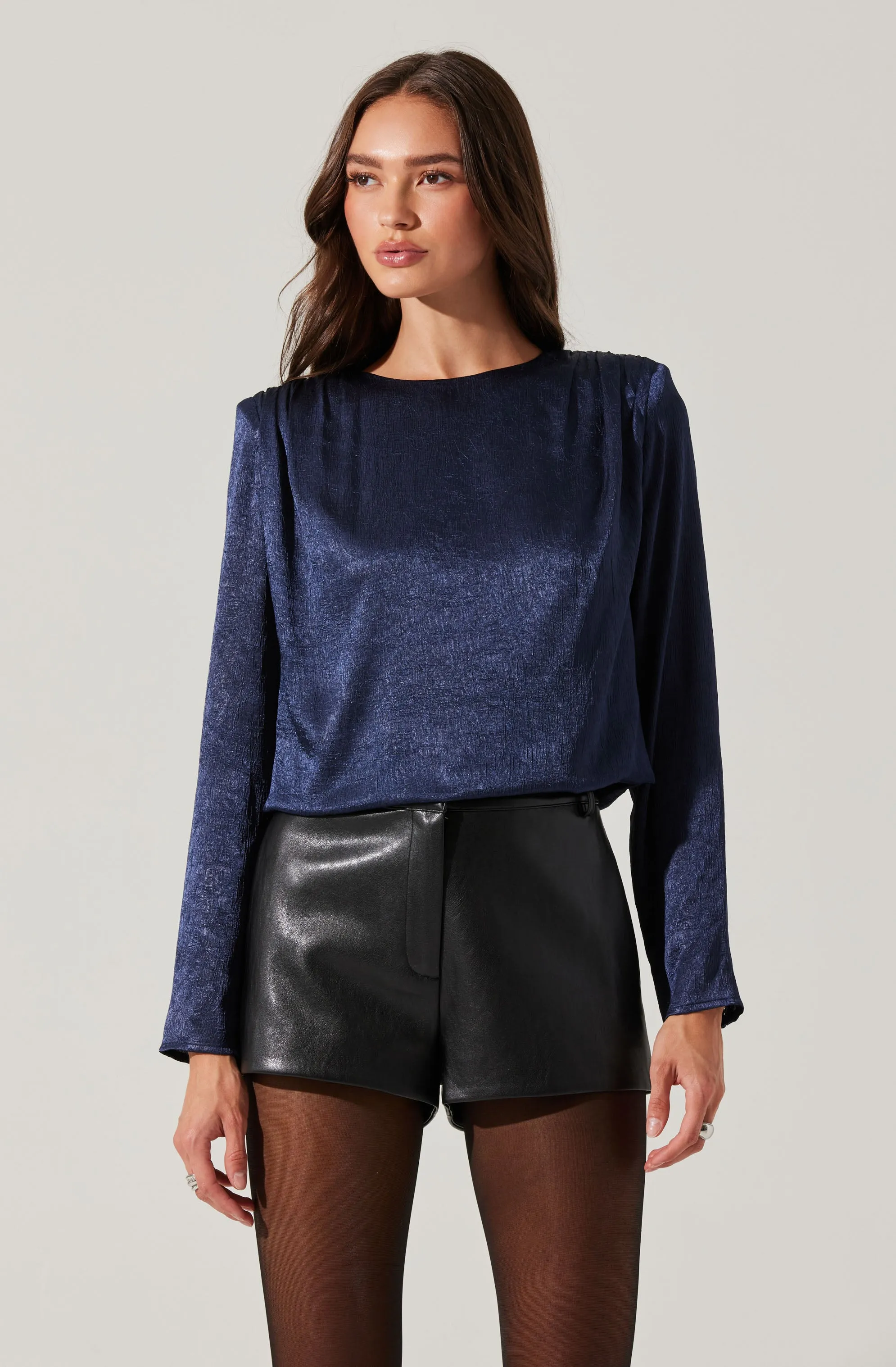 Aleannah Satin Long Sleeve Top sold by Astr