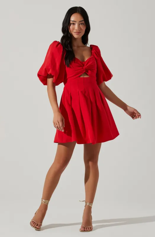 Serilda Cutout Puff Sleeve Mini Dress sold by Astr