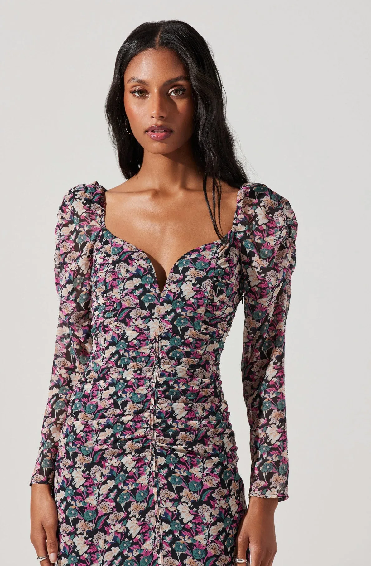 Jamila Floral Sweetheart Neck Midi Dress sold by Astr product image thumbnail 2
