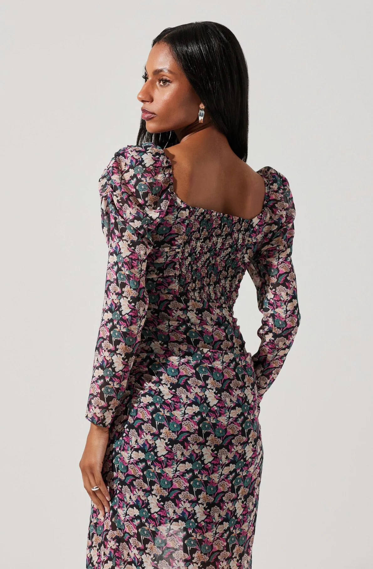 Jamila Floral Sweetheart Neck Midi Dress sold by Astr product image thumbnail 5