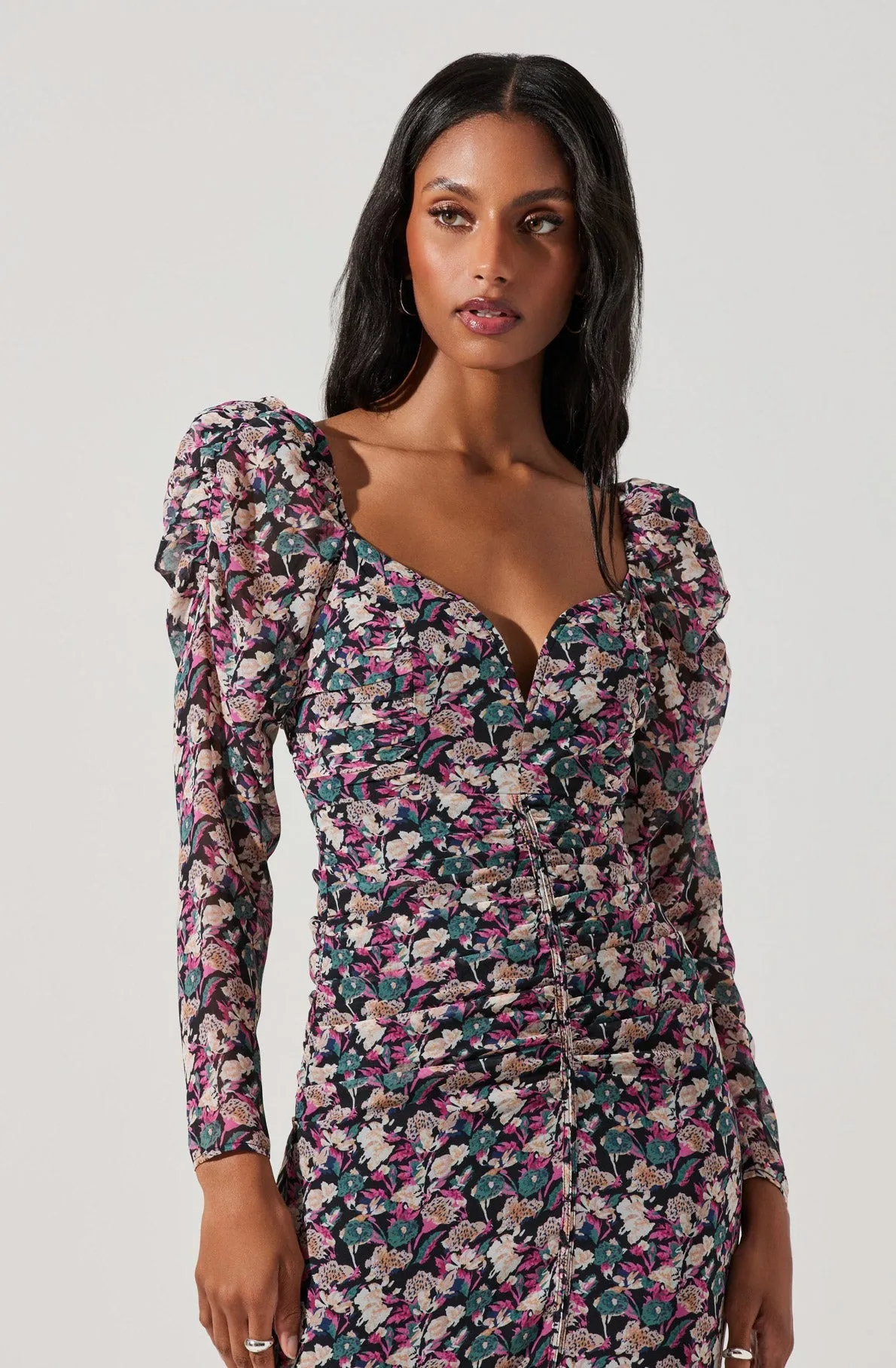 Jamila Floral Sweetheart Neck Midi Dress sold by Astr product image thumbnail 4