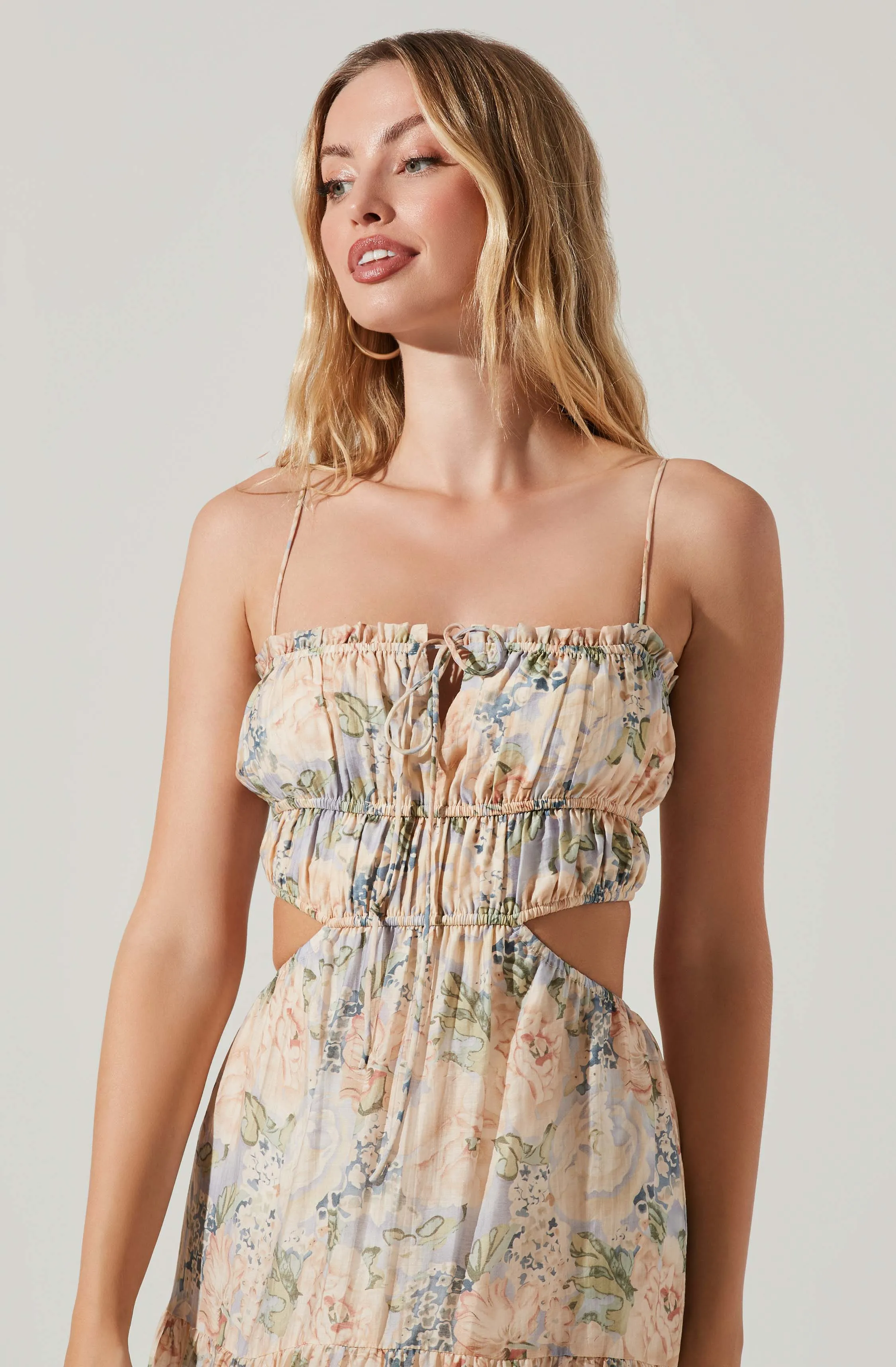 Odina Floral Smocked Tiered Midi Dress sold by Astr product image thumbnail 2