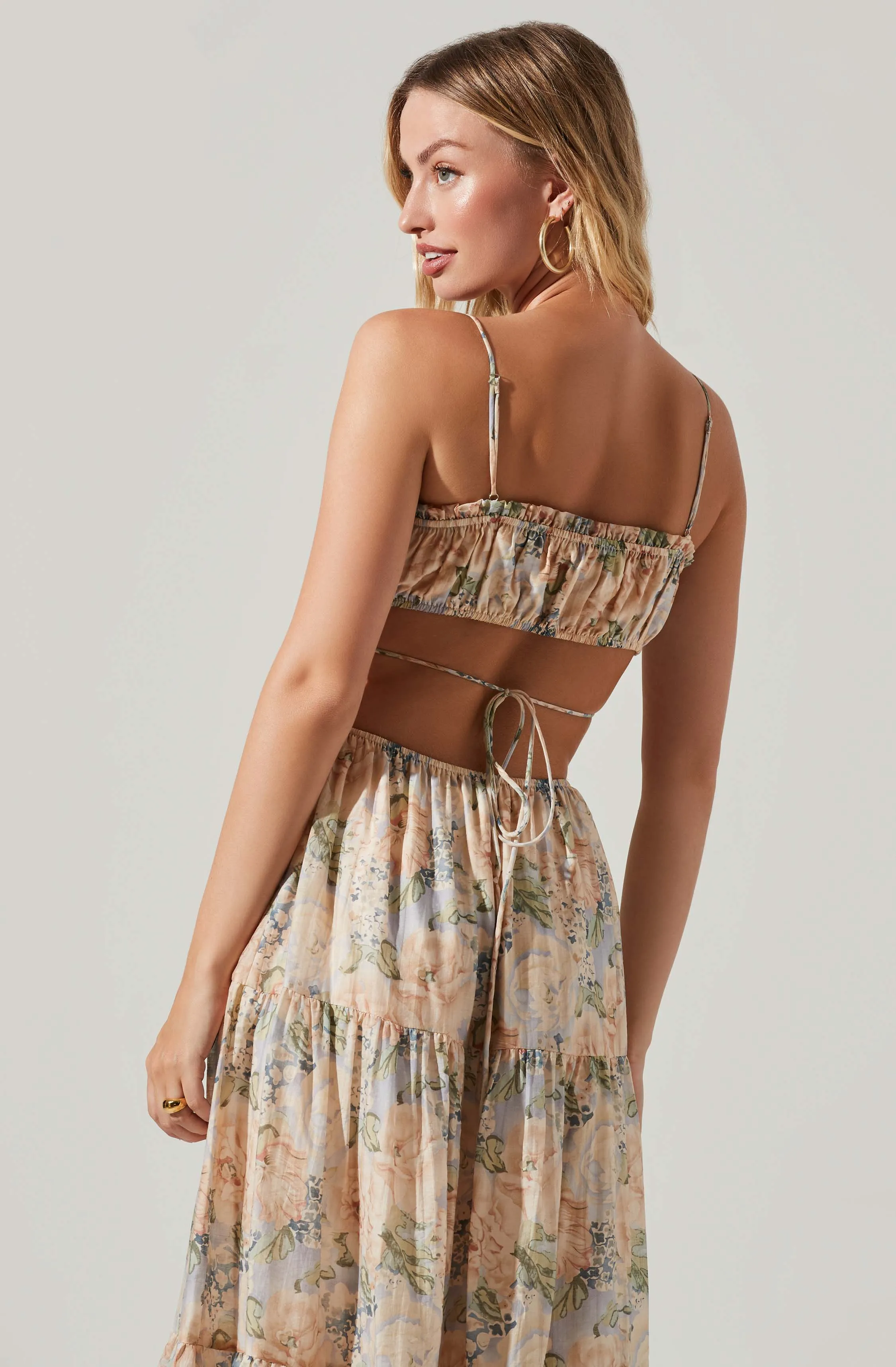 Odina Floral Smocked Tiered Midi Dress sold by Astr product image thumbnail 4