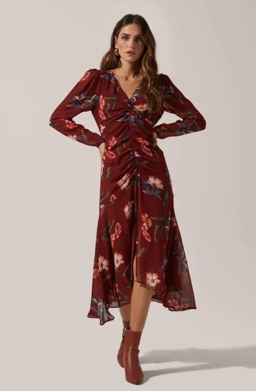 Hi-Lo Ruched Front Midi sold by Astr