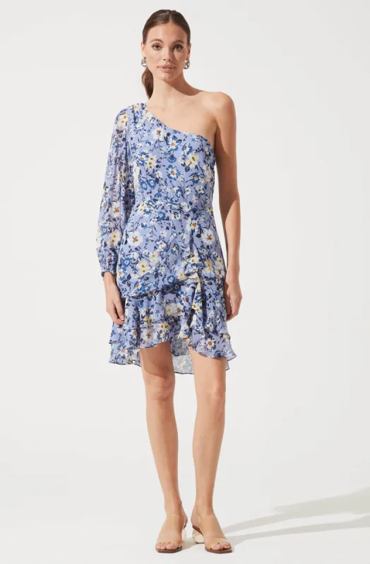 One Sleeve Ruffle Floral Dress sold by Astr
