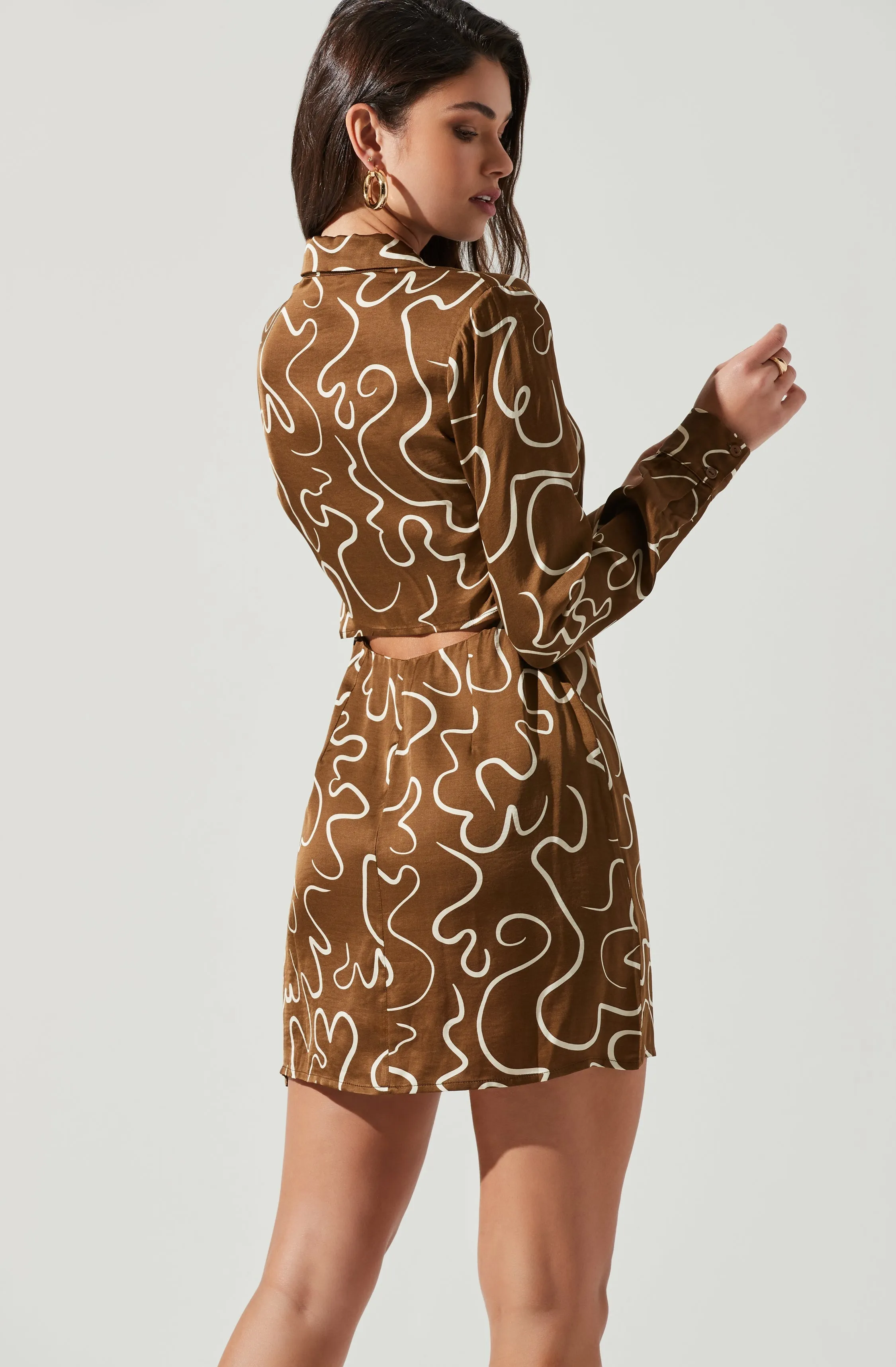 Retro Abstract Print Long Sleeve Mini Dress sold by Astr product image thumbnail 3