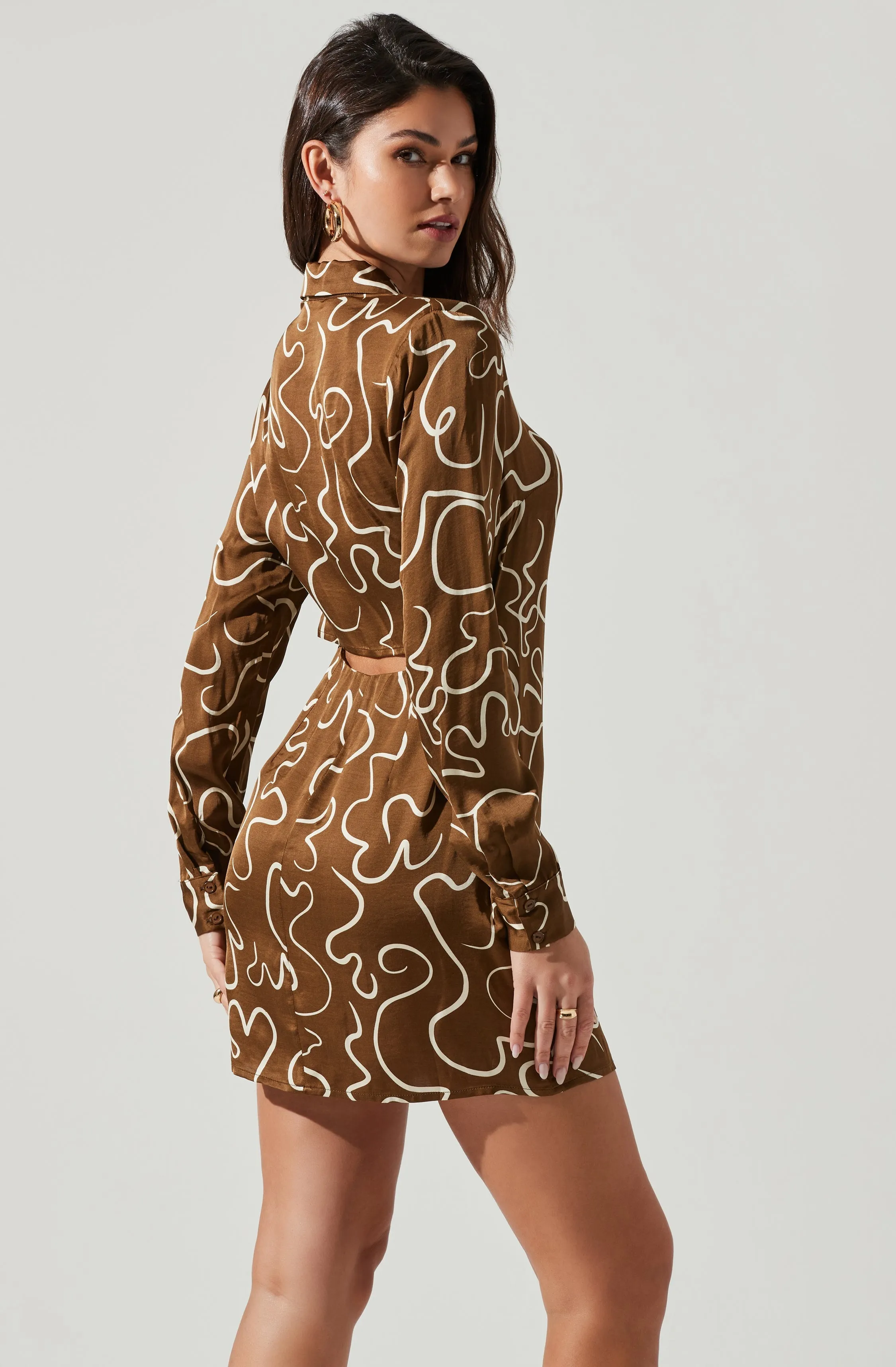 Retro Abstract Print Long Sleeve Mini Dress sold by Astr product image thumbnail 4