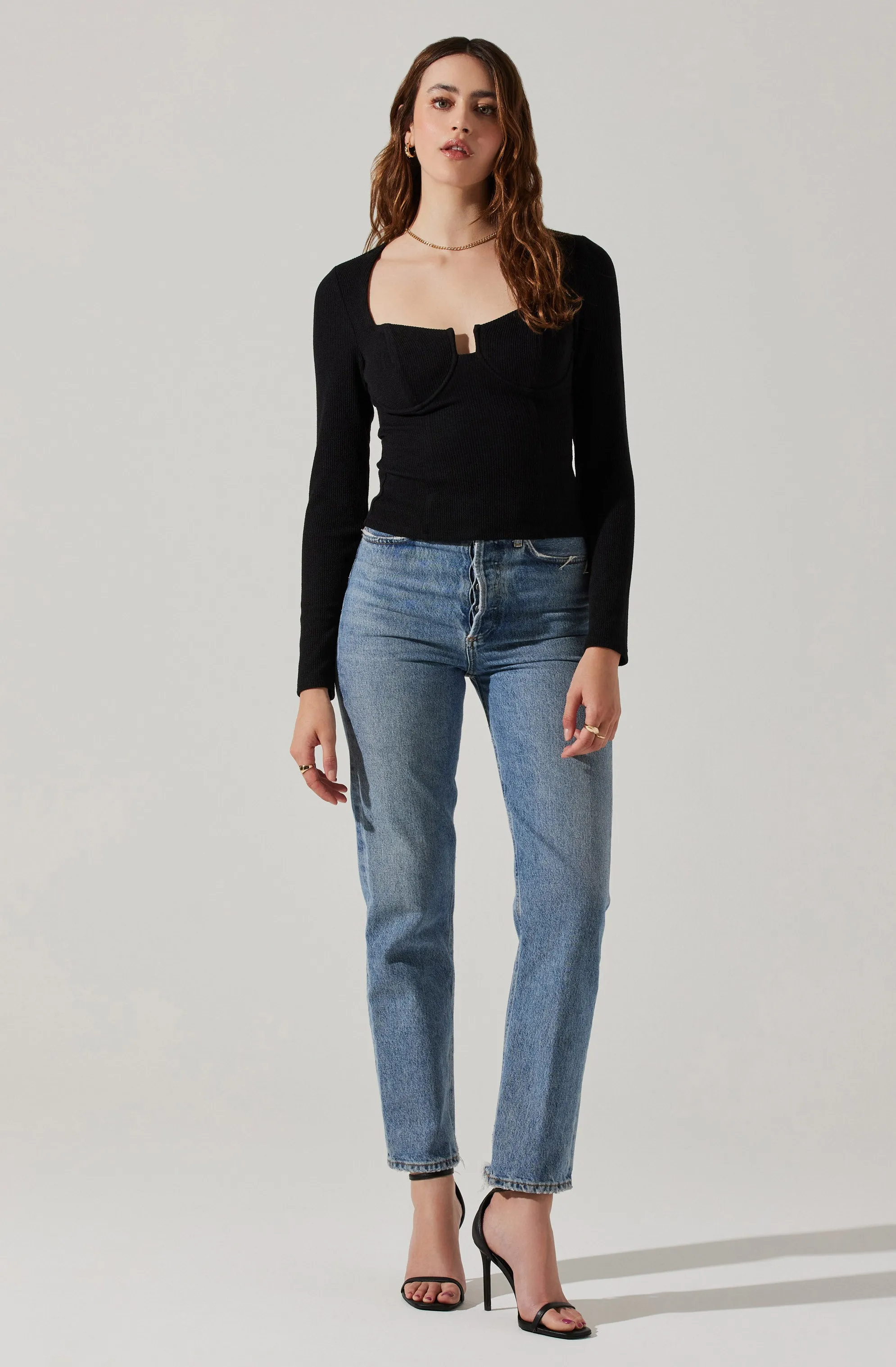 Long Sleeve Cupped Bust Knit Top sold by Astr product image thumbnail 2