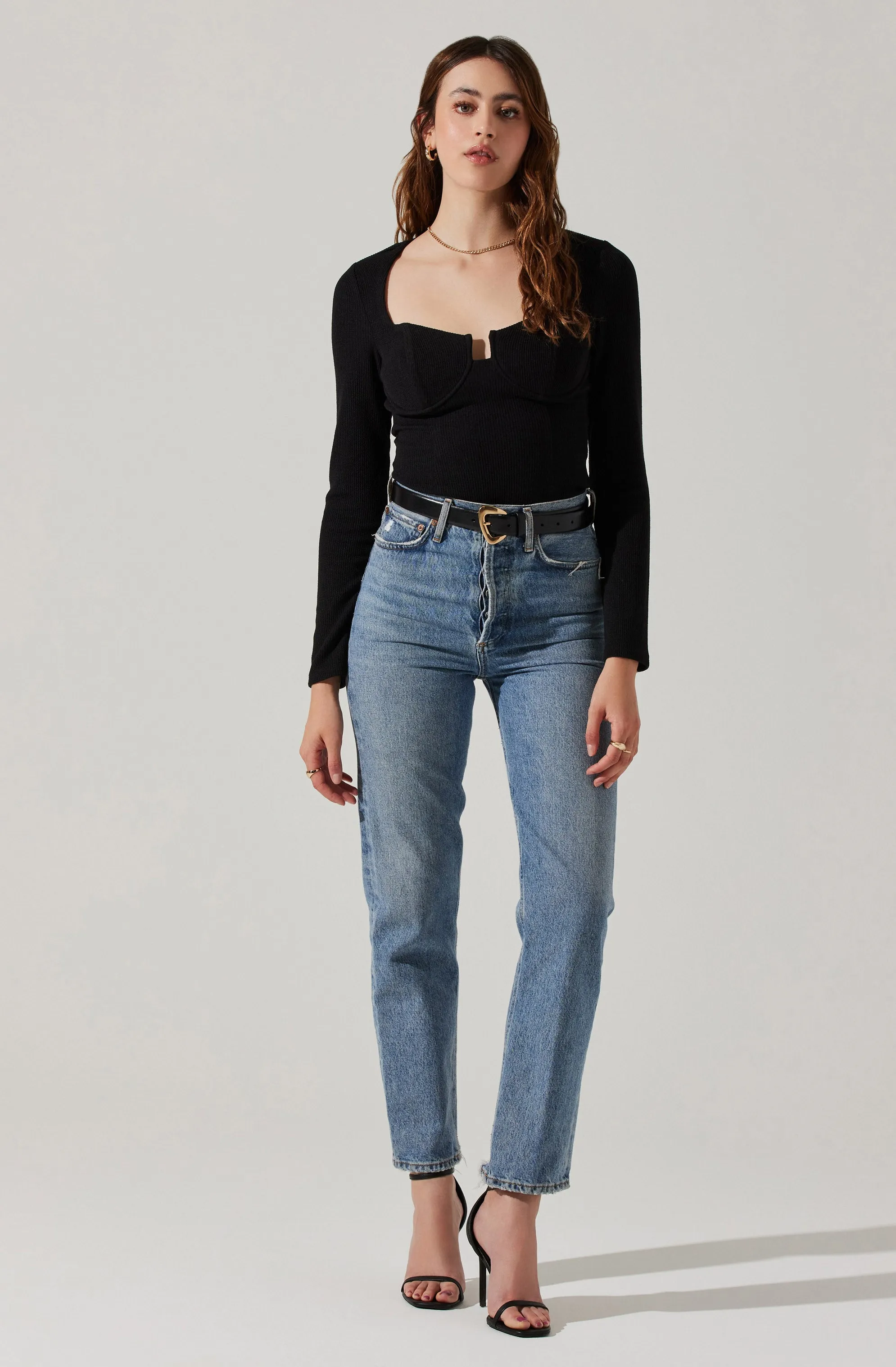 Long Sleeve Cupped Bust Knit Top sold by Astr product image thumbnail 4