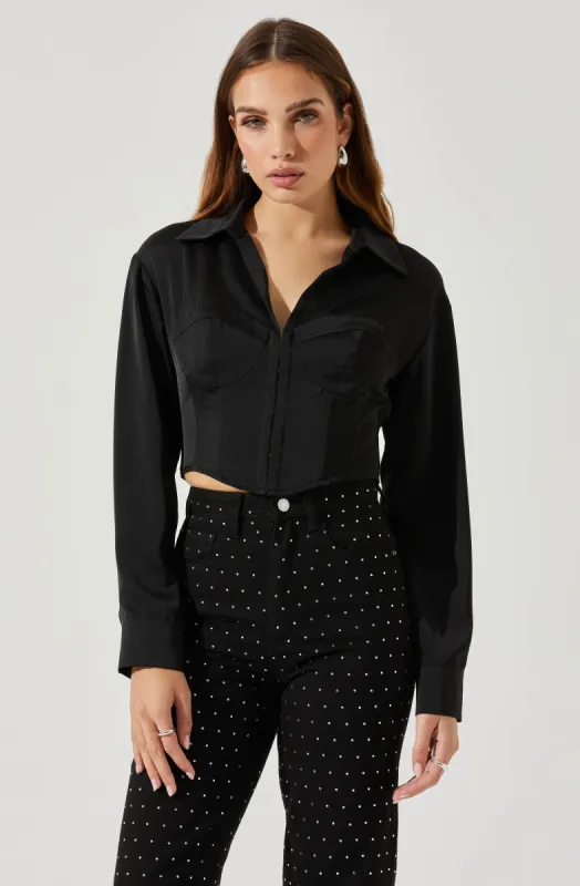 Valerie Long Sleeve Corset Top sold by Astr