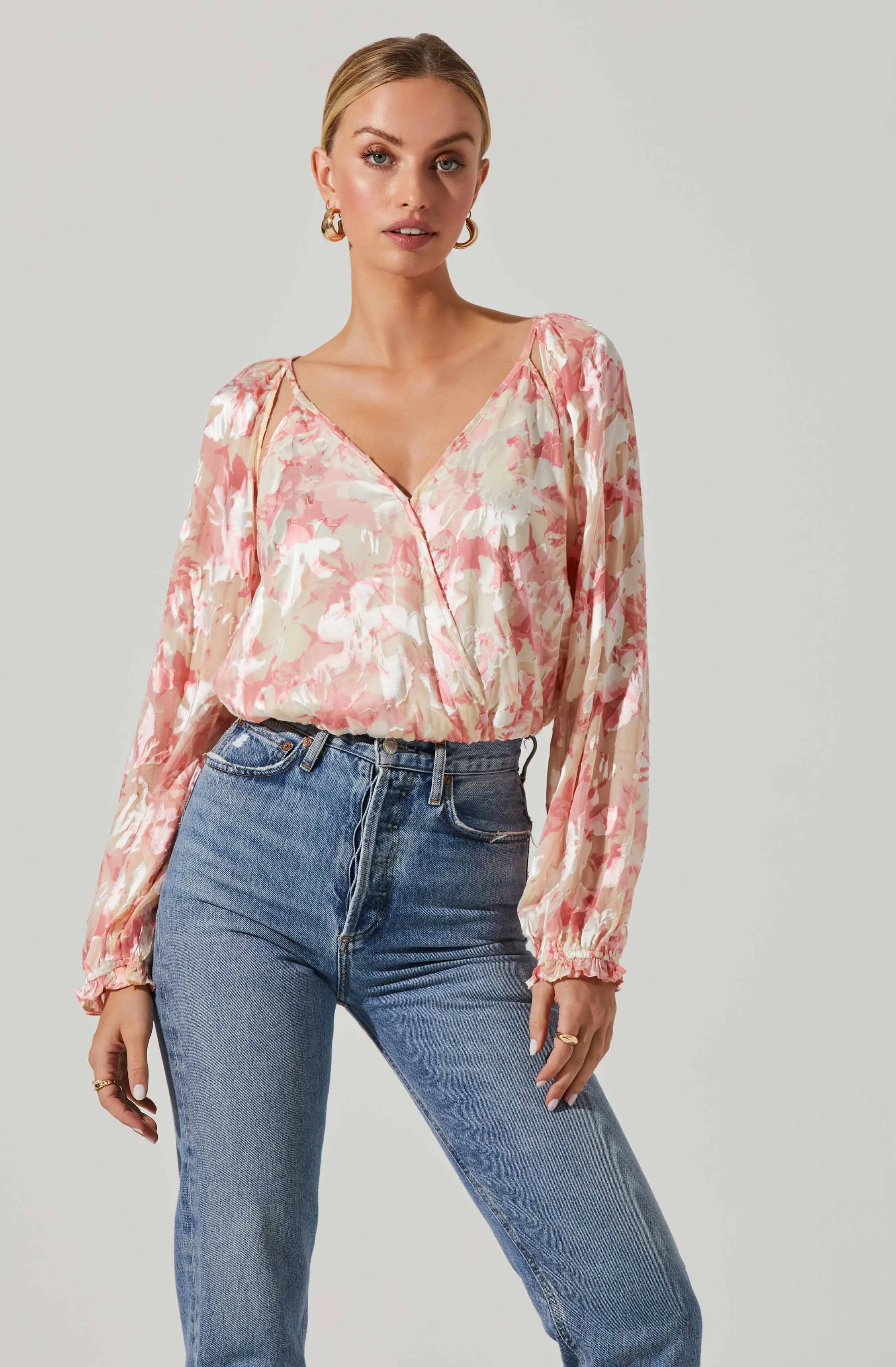 Kamari Floral Burnout Long Sleeve Top sold by Astr