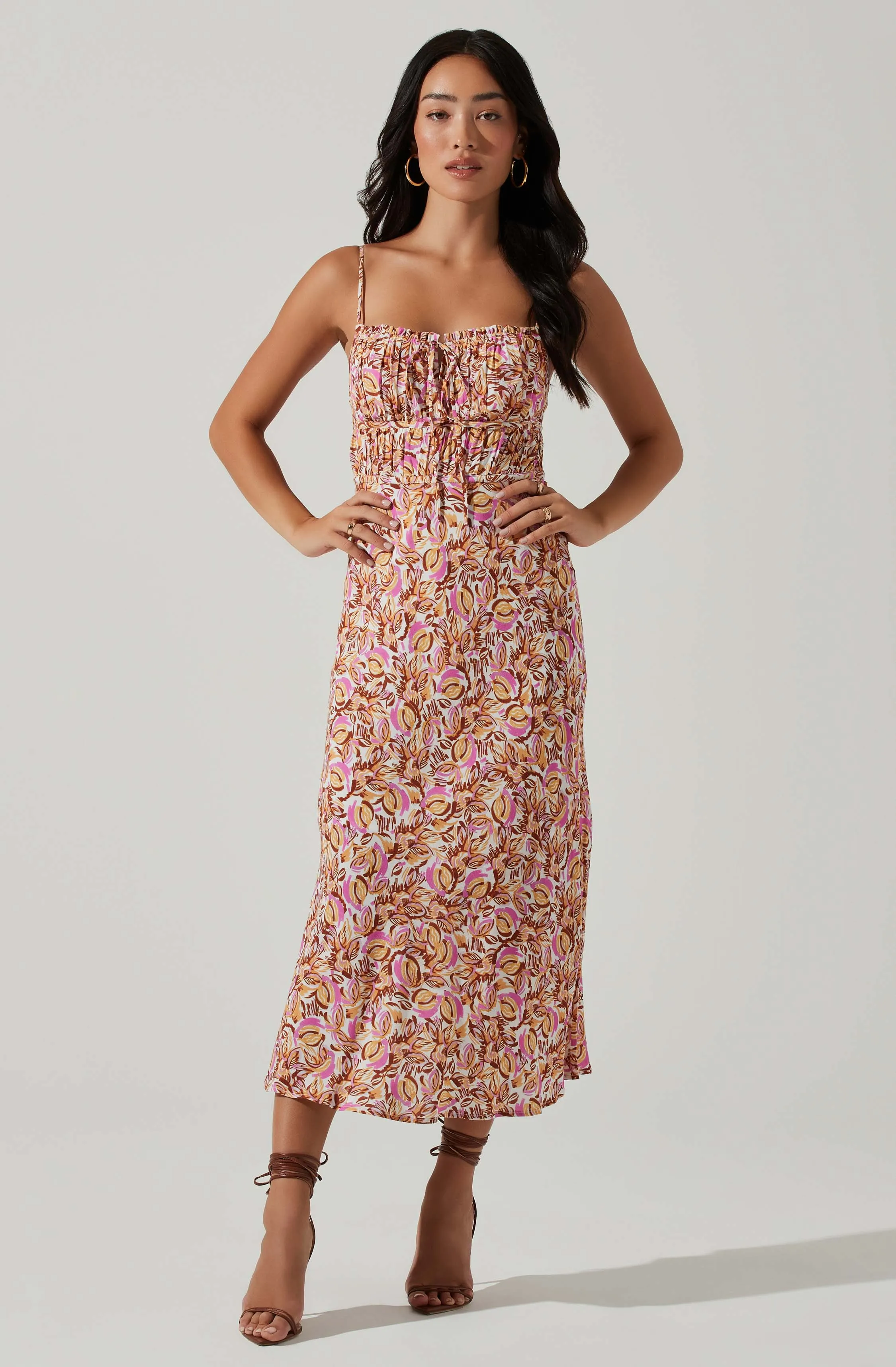 Maritza Floral Smocked Midi Dress sold by Astr