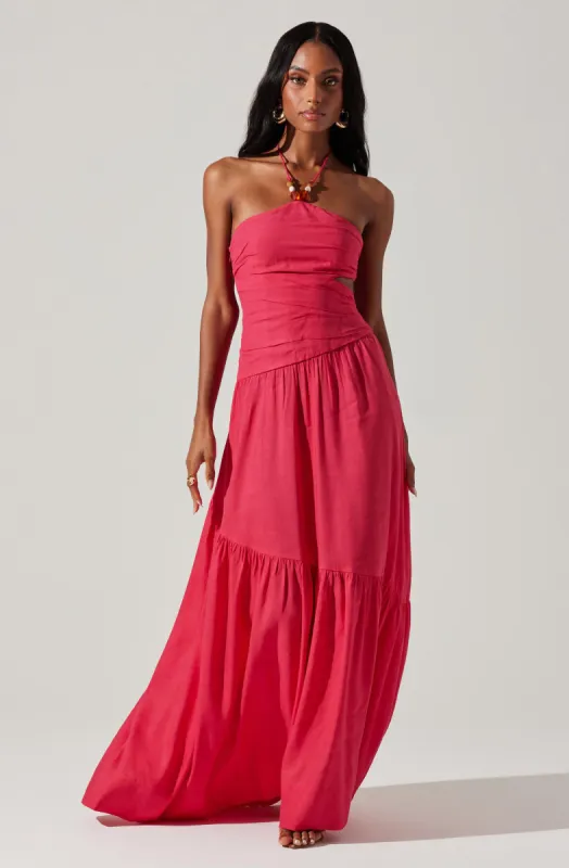 Linnea Halter Maxi dress sold by Astr