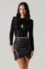 Metallic Keyhole Mock Neck Top sold by Astr