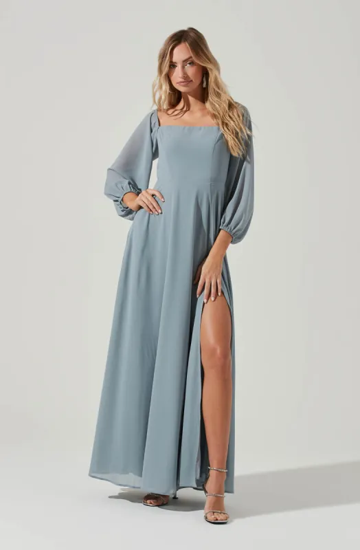 Lucinda Square Neck Long Sleeve Maxi Dress sold by Astr