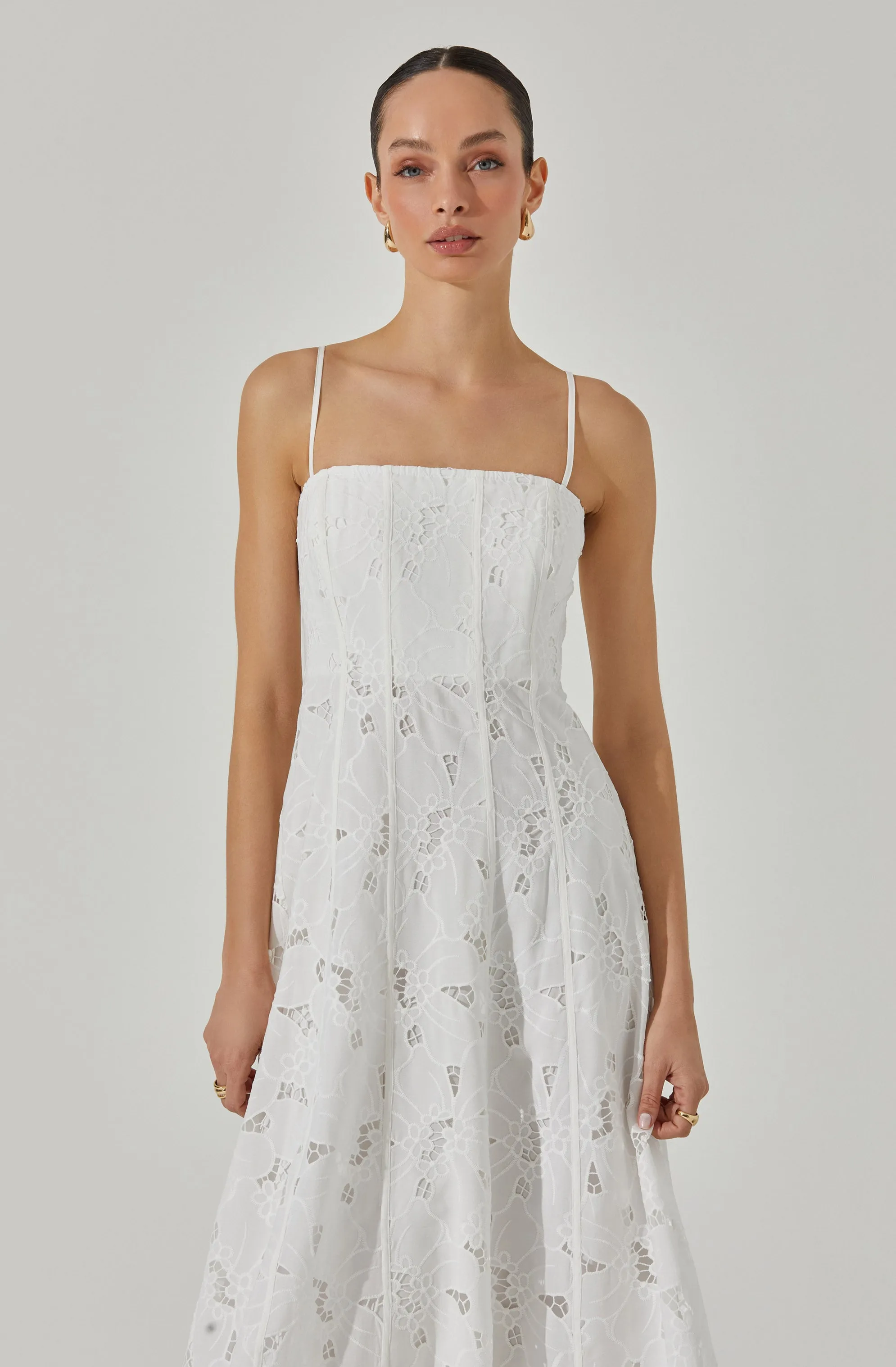 Lace Floral Eyelet Midi Dress sold by Astr product image thumbnail 3