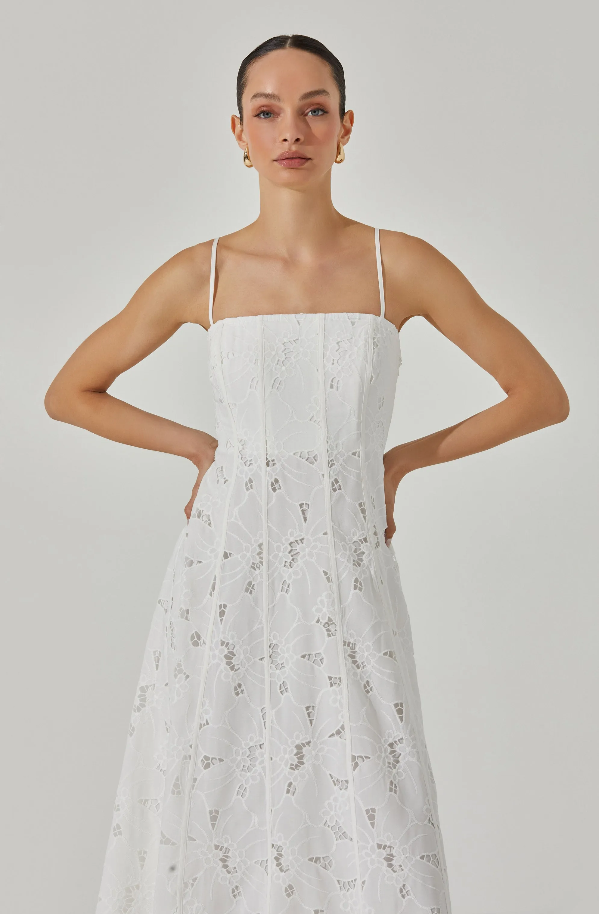 Lace Floral Eyelet Midi Dress sold by Astr product image thumbnail 2