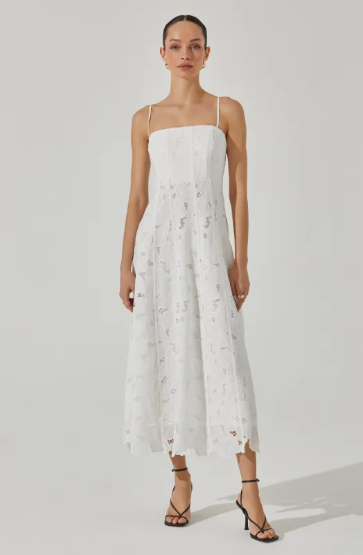 Lace Floral Eyelet Midi Dress sold by Astr
