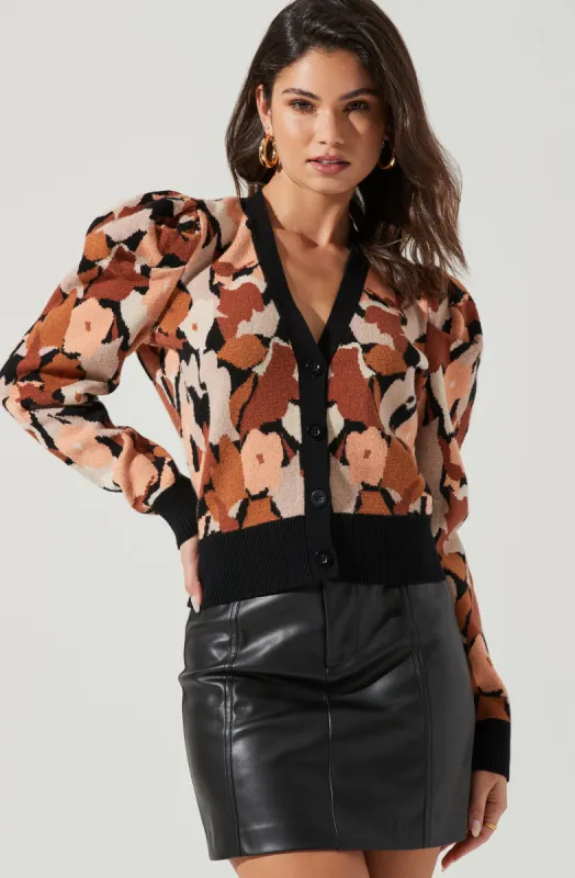 Romilly Floral Puff Sleeve Cardigan made by Astr