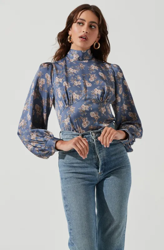 Mock Neck Tie Long Sleeve Top sold by Astr