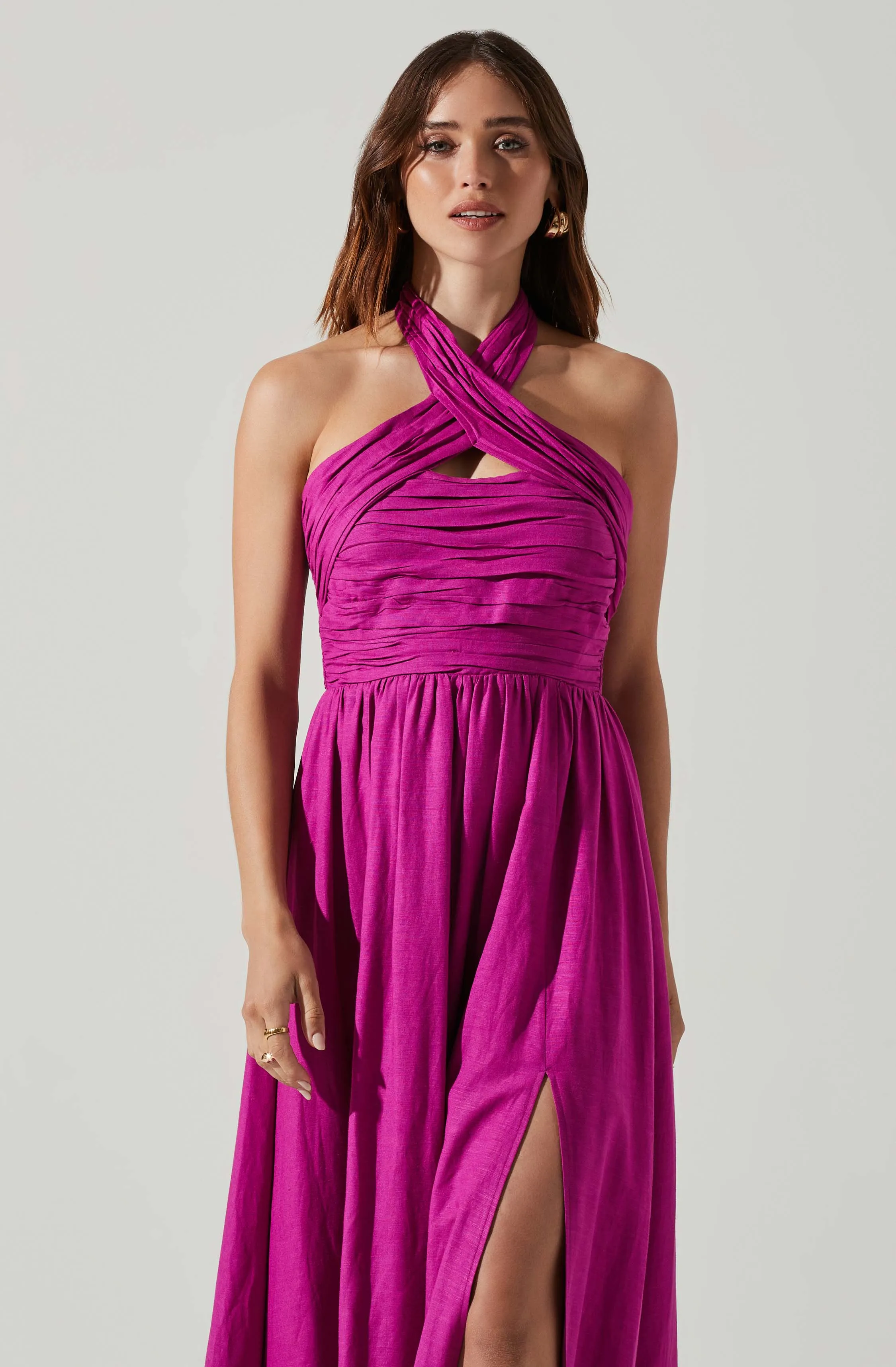 Zaria Pleated Halter Midi Dress sold by Astr product image thumbnail 2