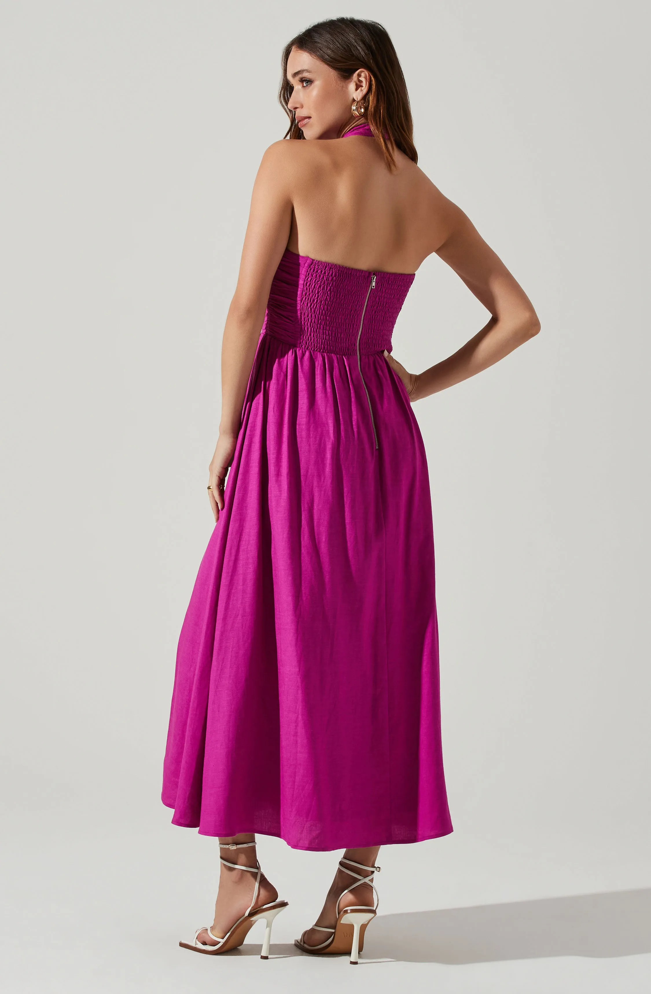 Zaria Pleated Halter Midi Dress sold by Astr product image thumbnail 5