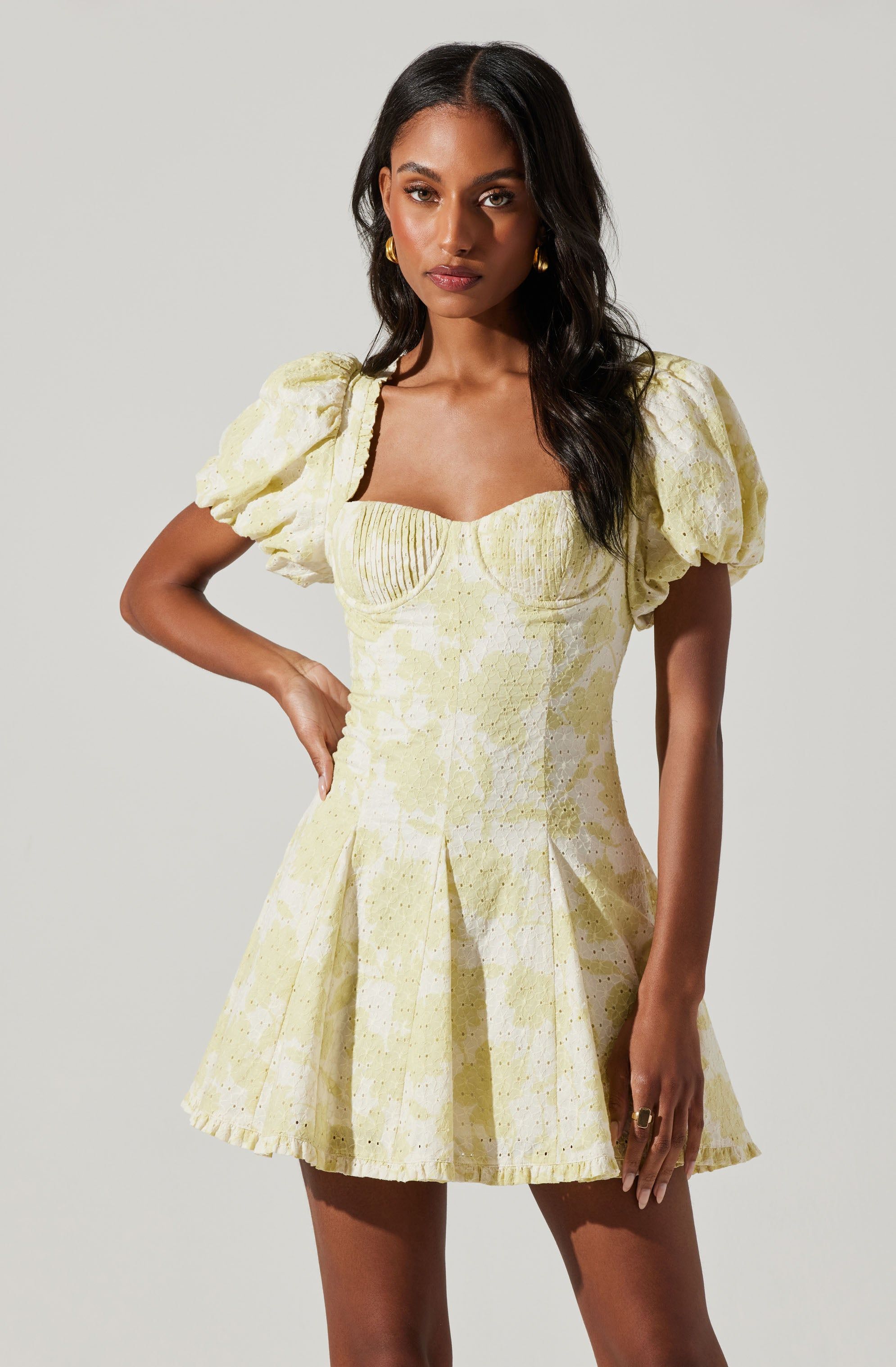 Emmalou Eyelet Puff Sleeve Mini Dress sold by Astr product image thumbnail 4