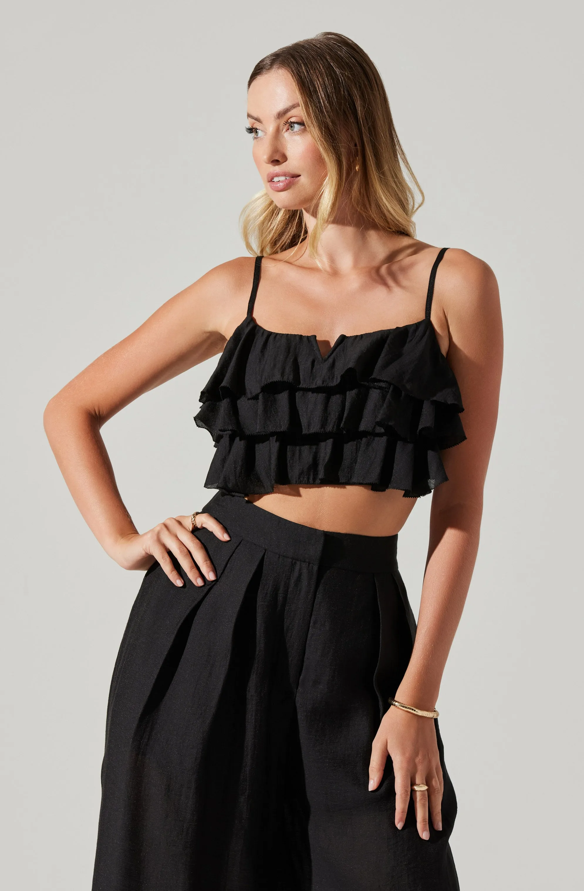 Ellyana Ruffle Crop Top sold by Astr