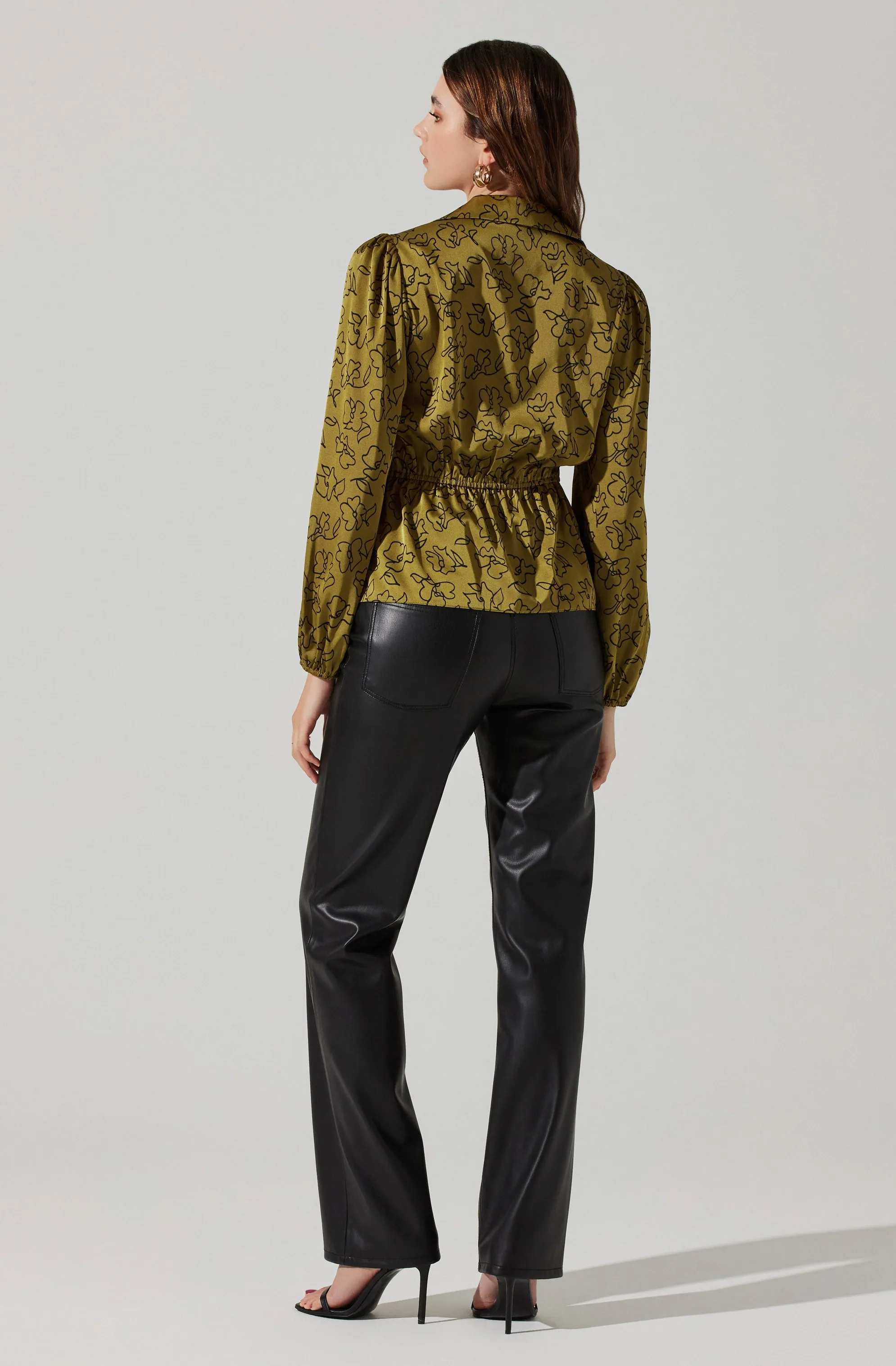 Asymmetrical Collared Floral Wrap Top sold by Astr product image thumbnail 5