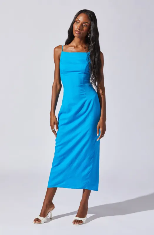Open Back Linen-Blend Dress sold by Astr