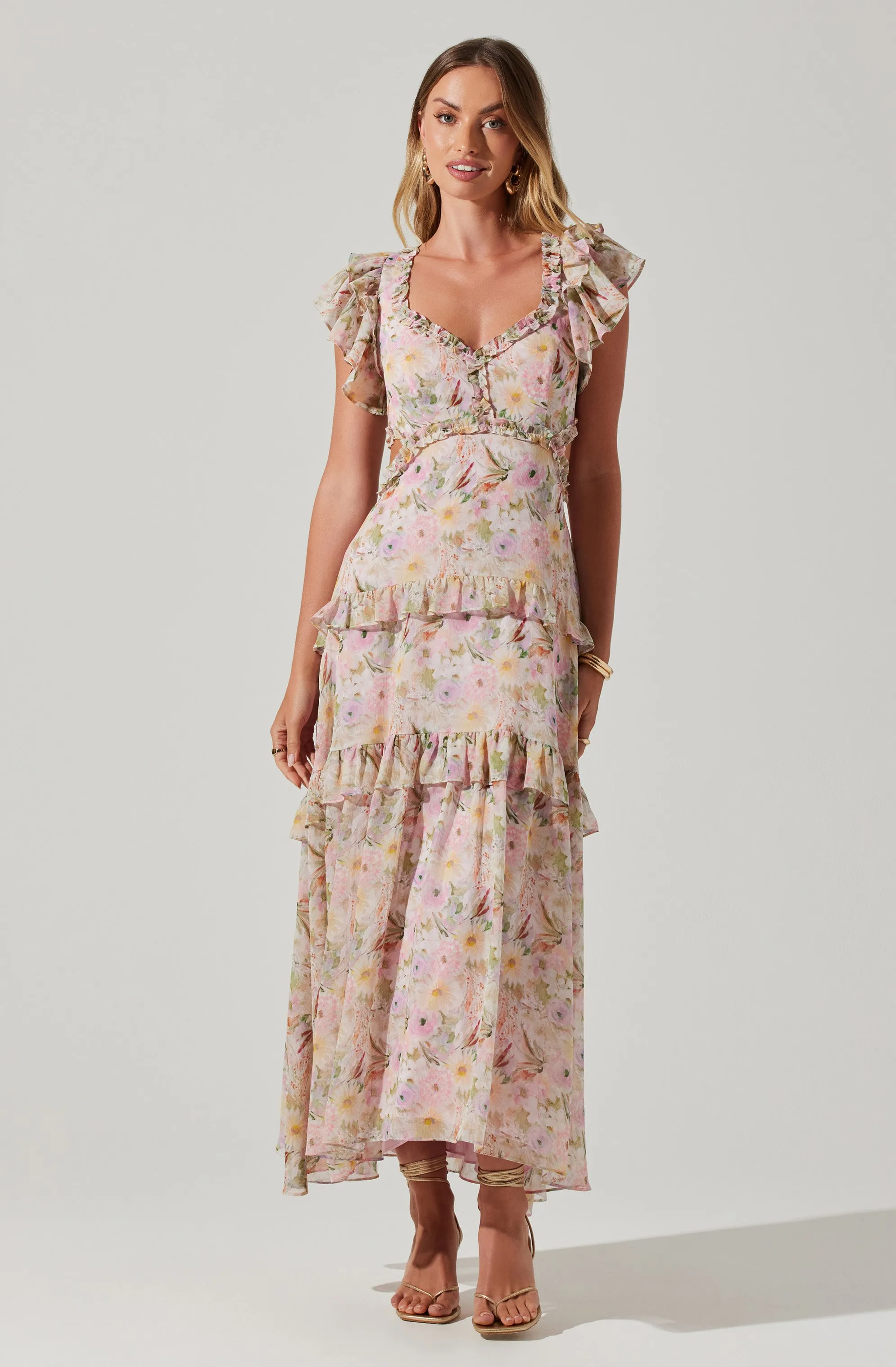 Mable Floral Tiered Ruffle Maxi Dress sold by Astr product image thumbnail 3