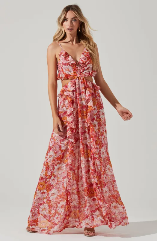 Palace Floral Cutout Ruffle Maxi Dress sold by Astr