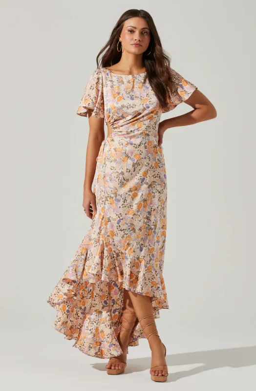 Veida Floral Cutout Midi Dress sold by Astr