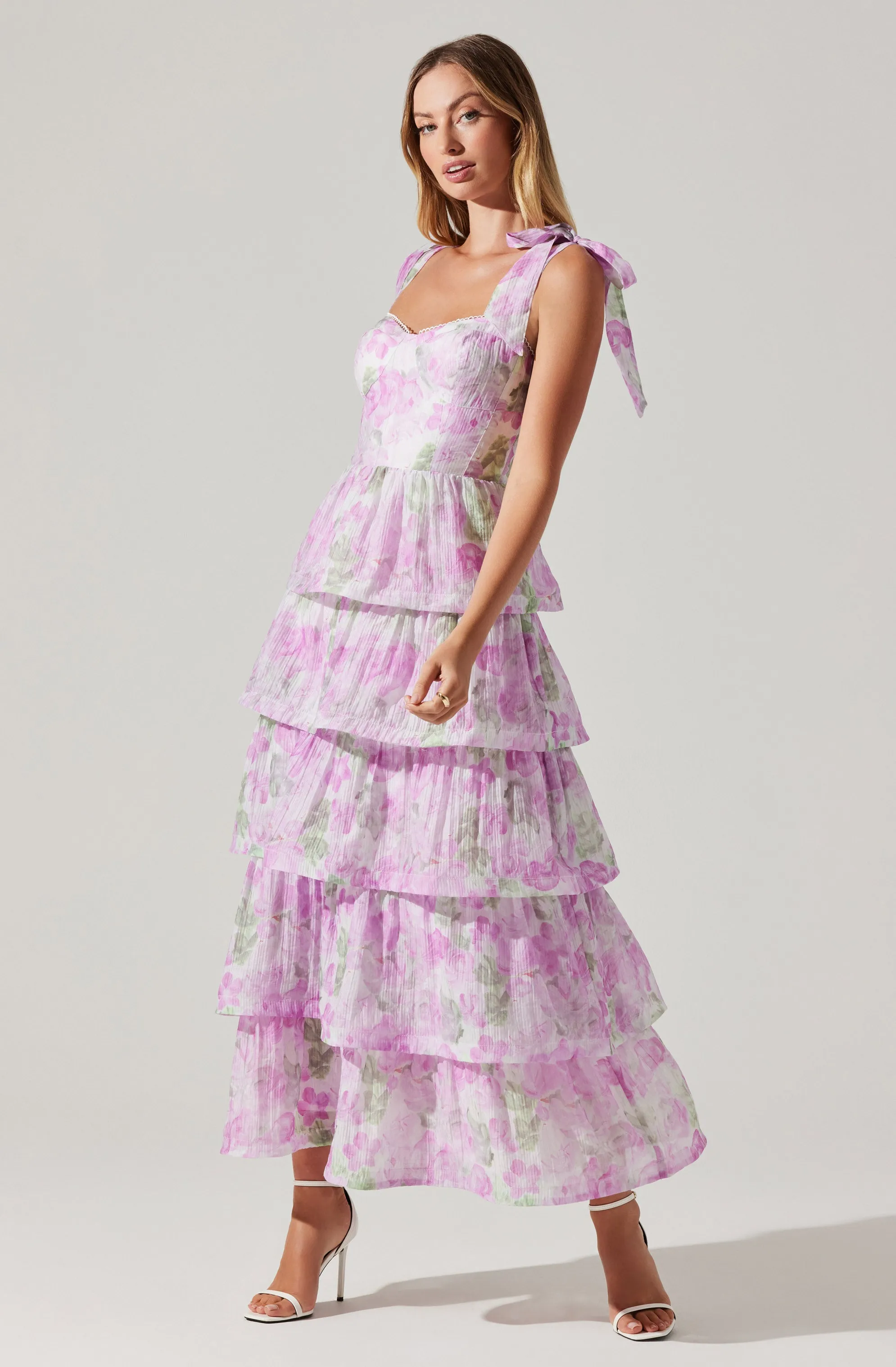 Zirconia Tie Strap Tiered Dress sold by Astr product image thumbnail 3