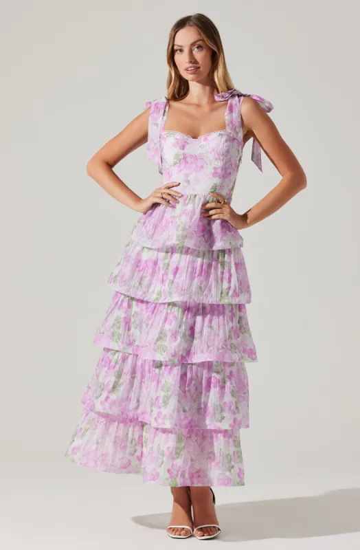 Zirconia Tie Strap Tiered Dress sold by Astr