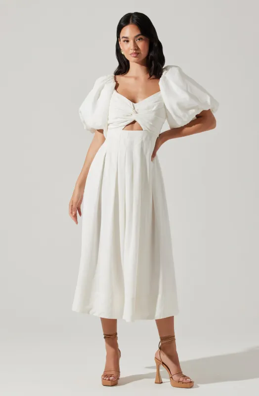 Serilda Puff Sleeve Midi Dress sold by Astr