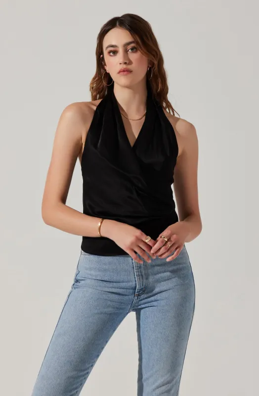 Della Satin Halter Top sold by Astr