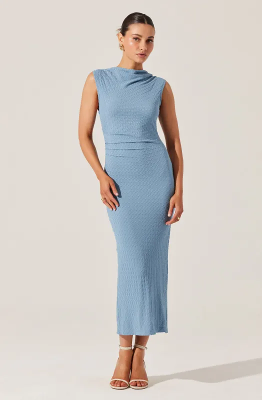 Textured Mock Neck Midi Dress sold by Astr