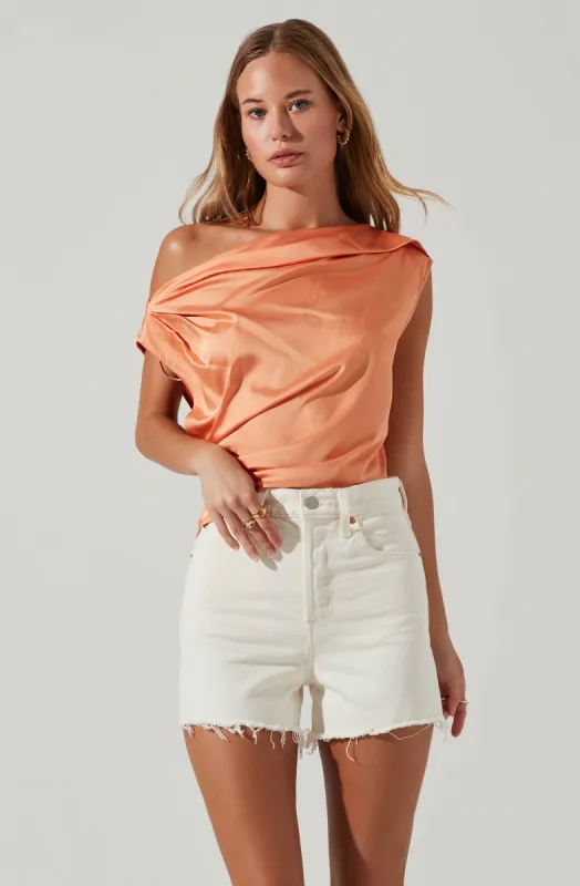 Ceres Satin Off Shoulder Top sold by Astr