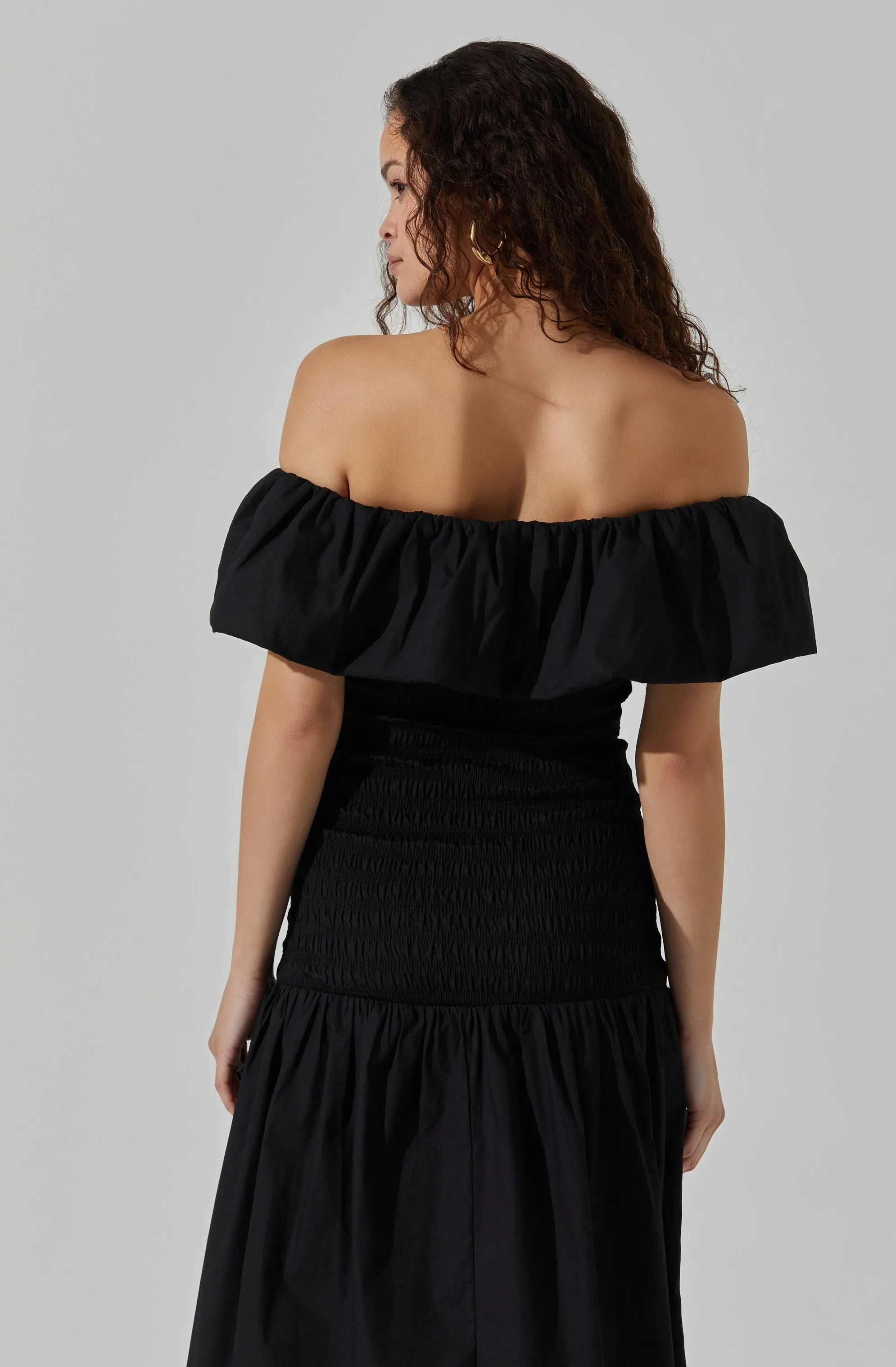 Shirred Off Shoulder Ruffle Dress sold by Astr product image thumbnail 5