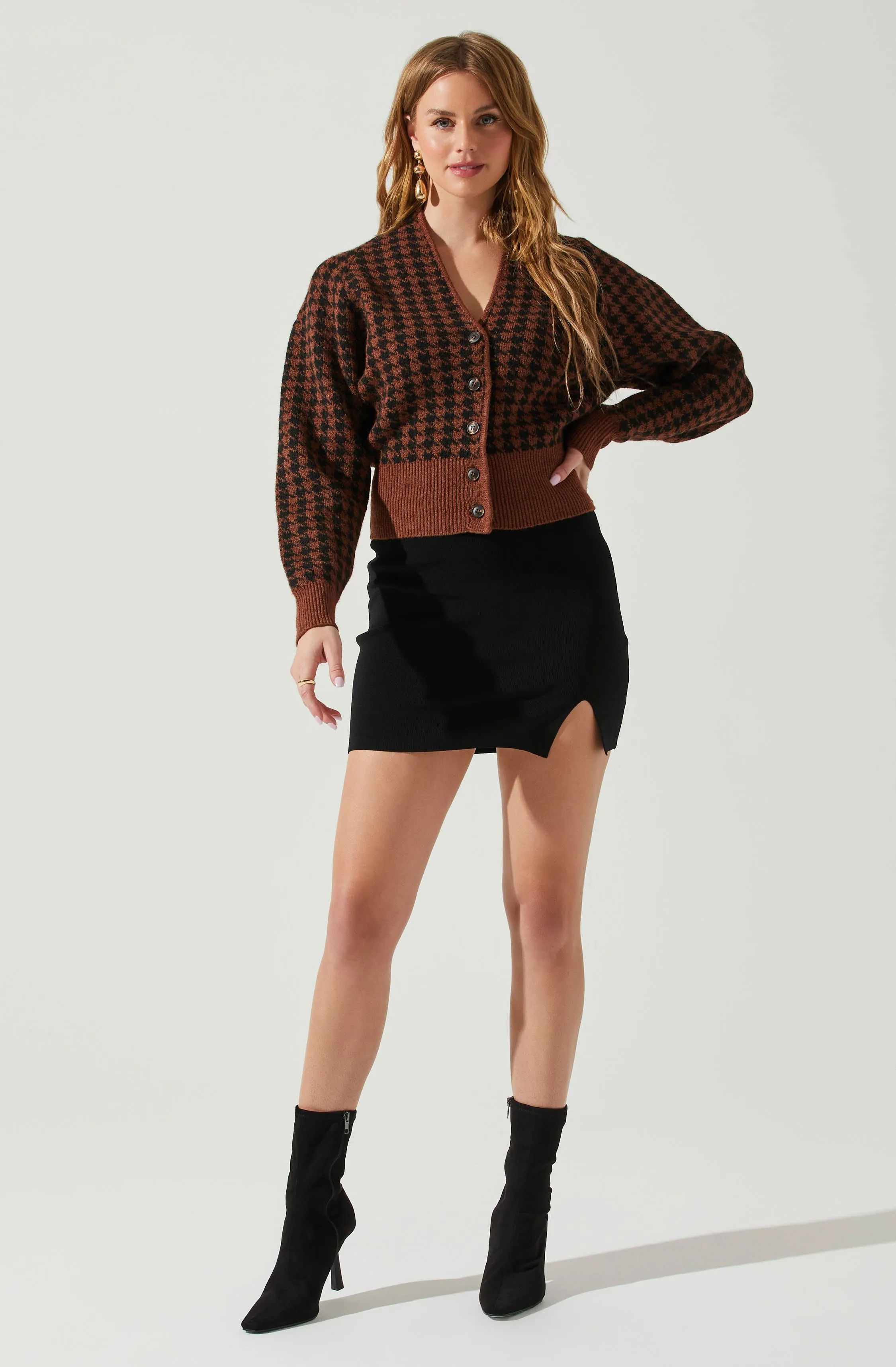 Ruby Houndstooth Cardigan sold by Astr product image thumbnail 2