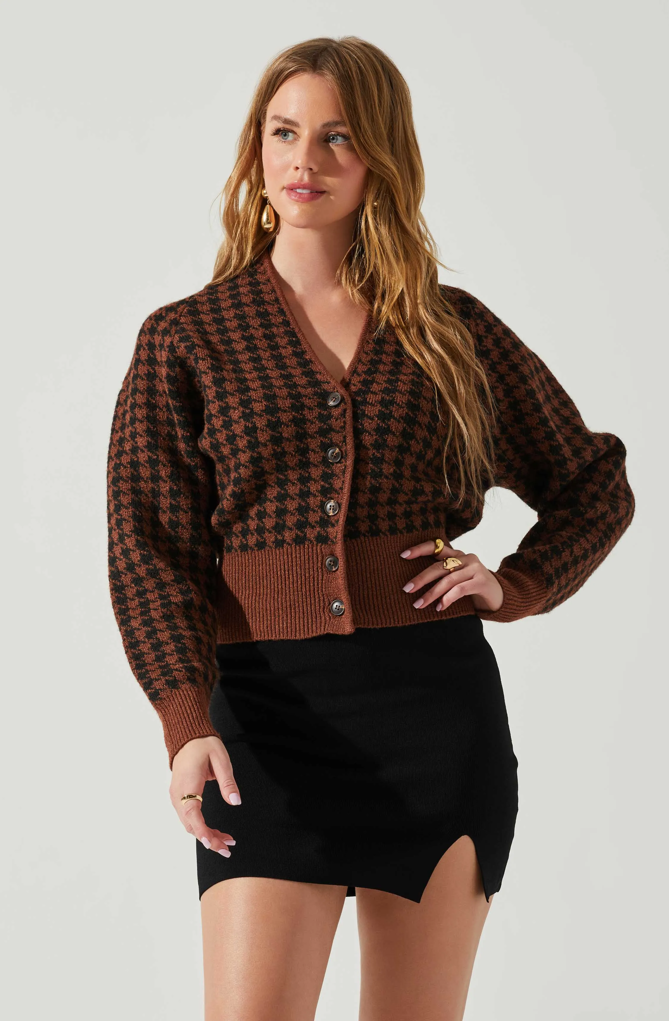 Ruby Houndstooth Cardigan sold by Astr product image thumbnail 3