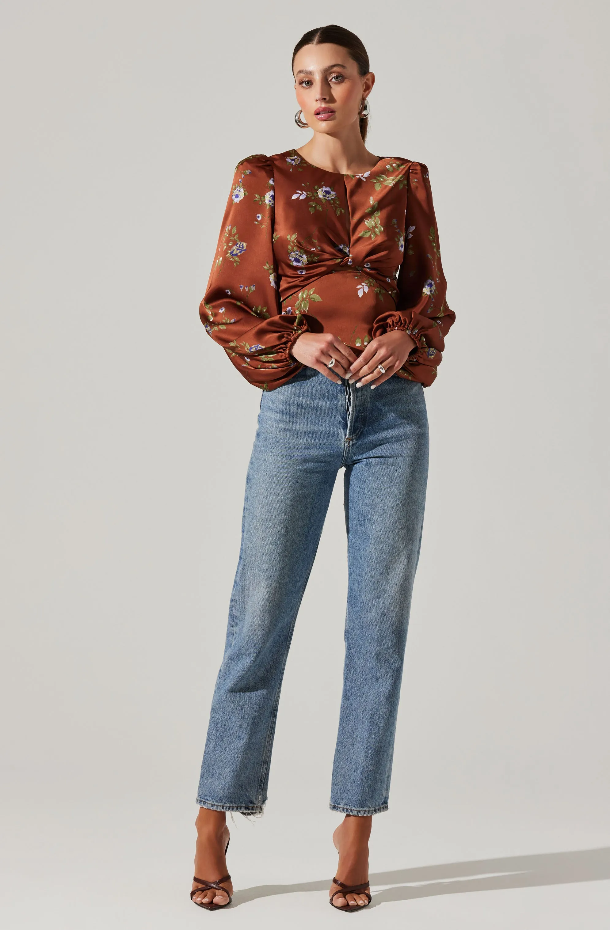 Bishop Sleeve Twist Floral Top sold by Astr product image thumbnail 4