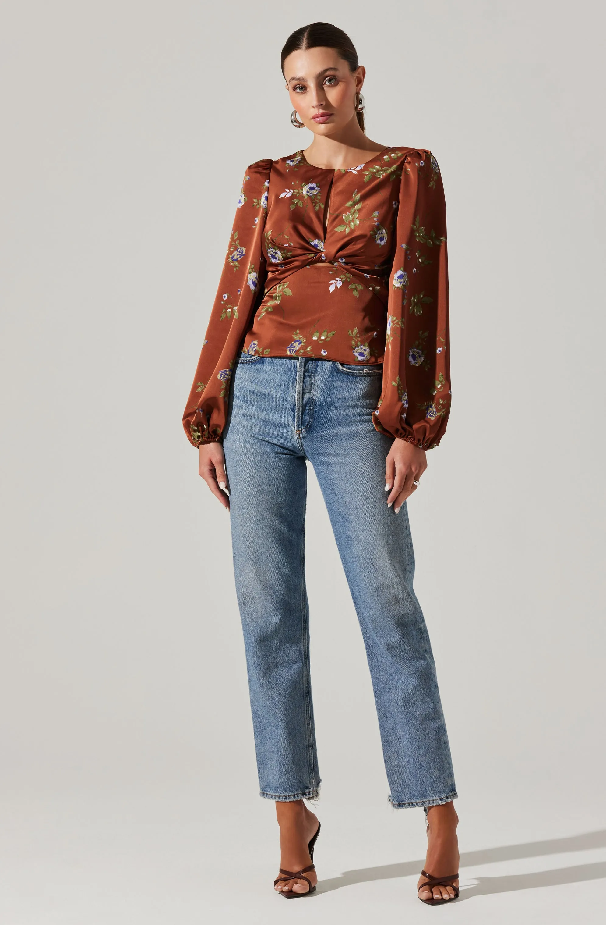 Bishop Sleeve Twist Floral Top sold by Astr product image thumbnail 2