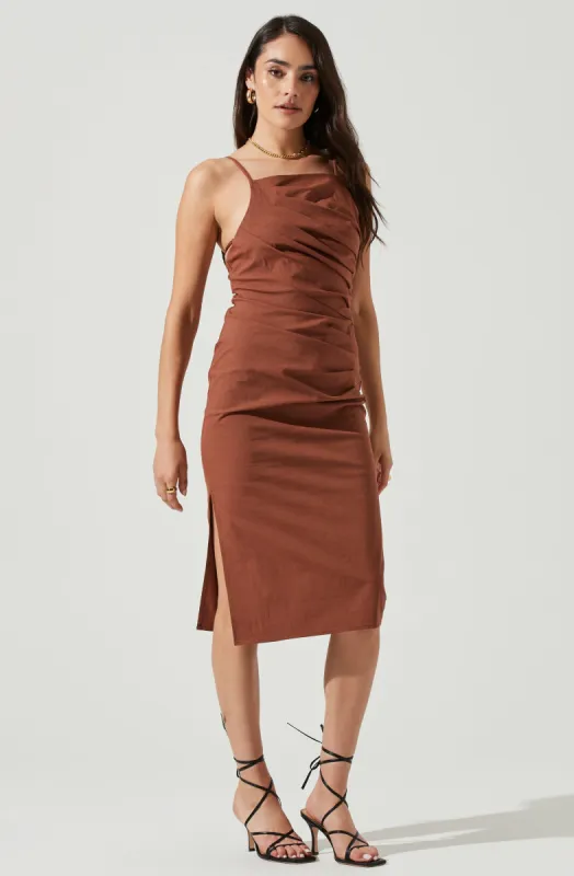 Armona Square Neck Ruched Midi Dress sold by Astr
