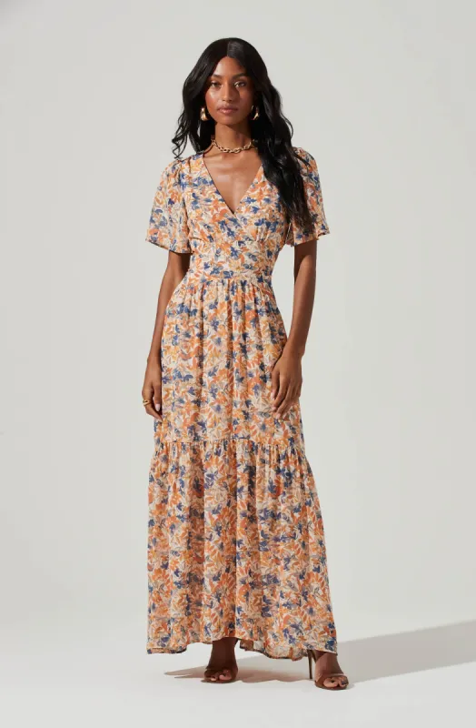 Sedona Floral Back Cutout Maxi Dress sold by Astr