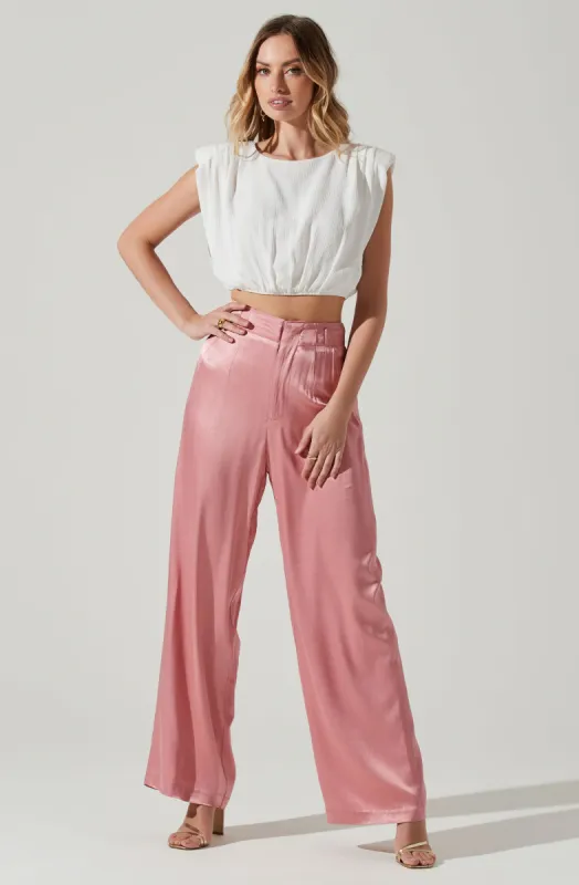 Brigitta Satin Wide Leg Pants made by Astr