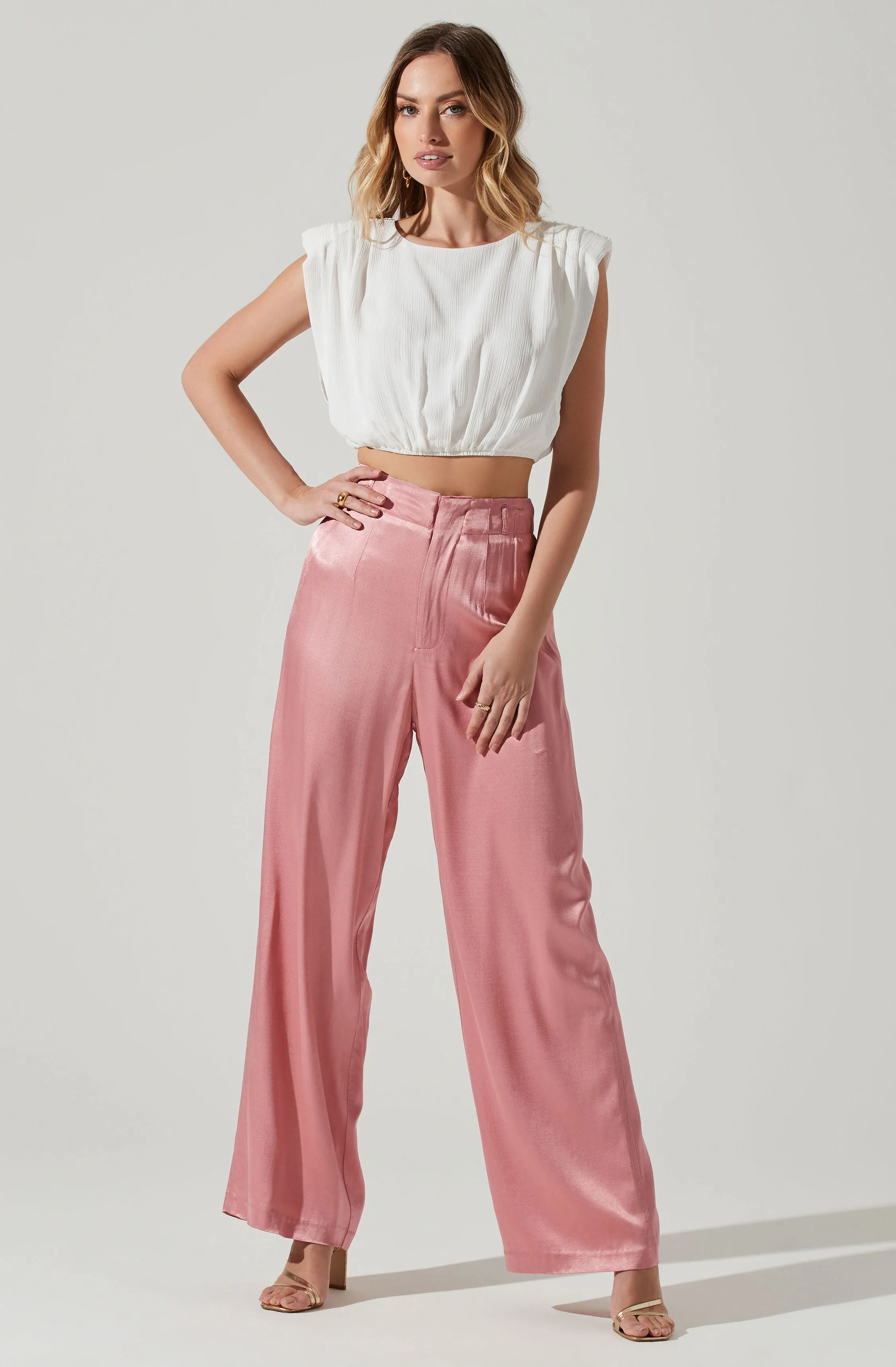 Brigitta Satin Wide Leg Pants sold by Astr