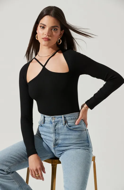Vanowen Long Sleeve Halter Cutout Bodysuit sold by Astr