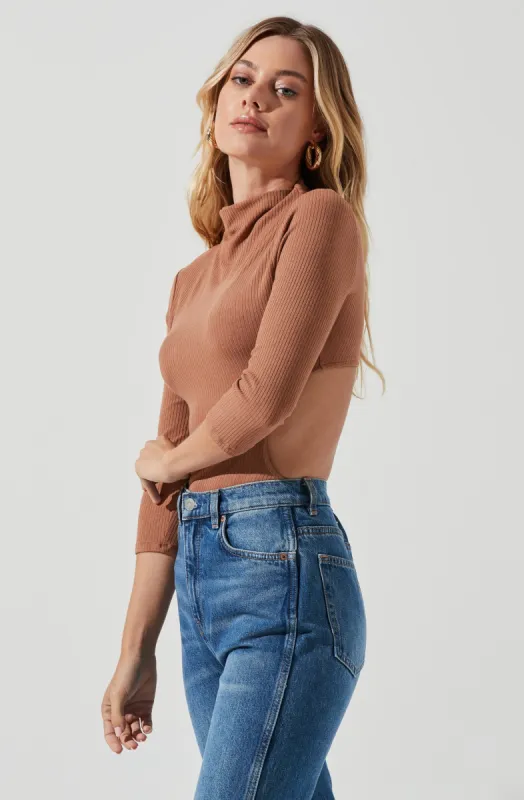 Somerset Mock Neck Cutout Bodysuit sold by Astr
